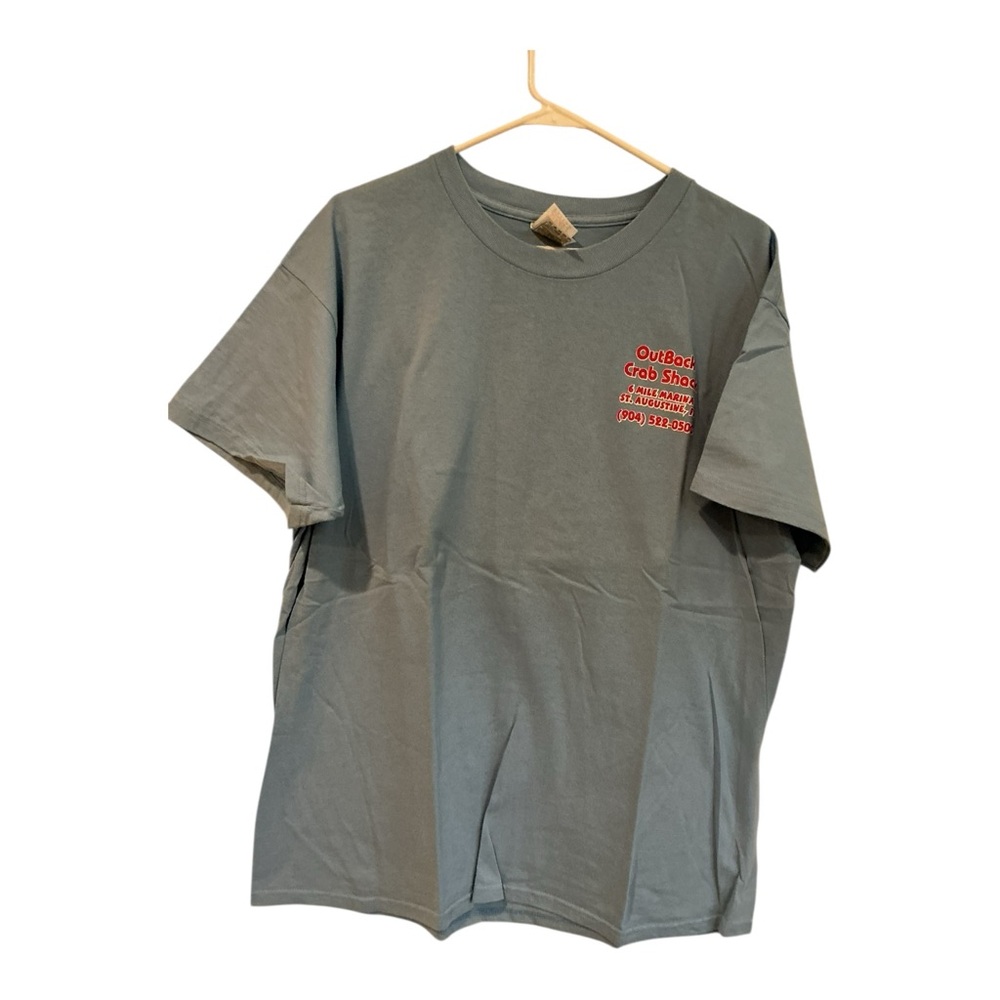 Vintage OutBack Crab Shark T-Shirt Men’s Size XL Gray Free Beer - Picture 1 of 6